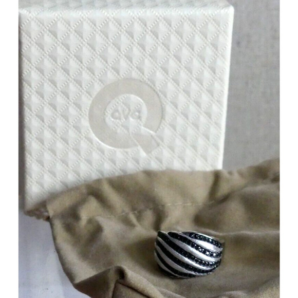 Sterling Silver Marcasite New Multi-Row Domed Ring QVC New Striped Band Size 8 - Picture 1 of 13